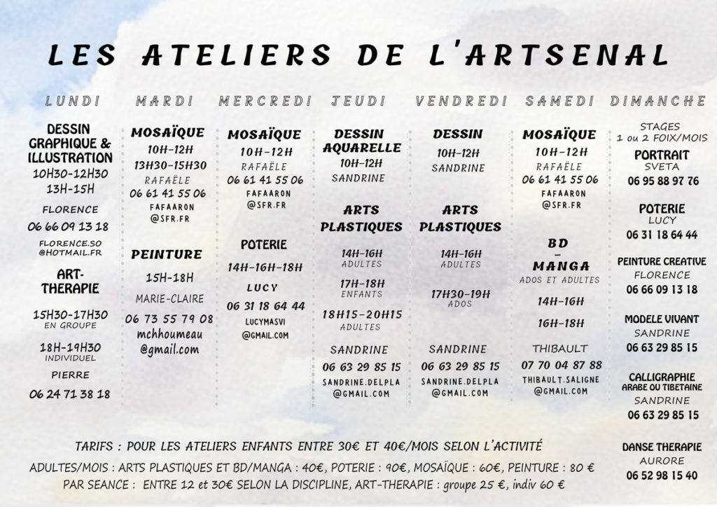 Planning des ateliers